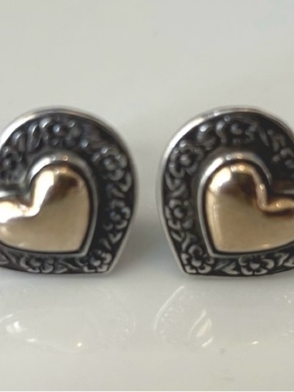 Retired James Avery Heart of Gold Earrings Sterling 14K Yellow Gold 9.72g